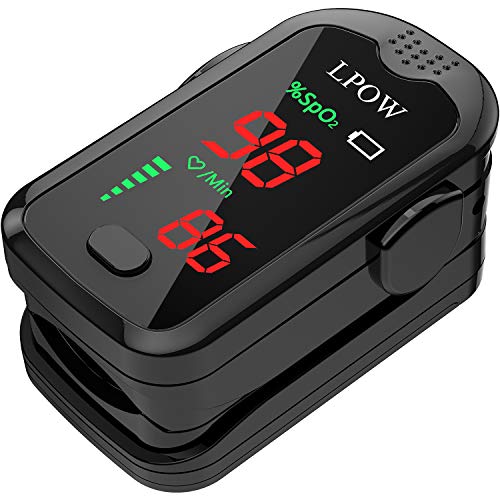 Oxygen Monitor Portable Digital Reading LED Display with 2 Batteries and Lanyard